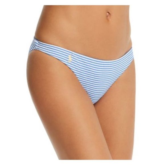 RALPH LAUREN Women's Blue Striped Hipster Swimwear - Picture 1 of 3
